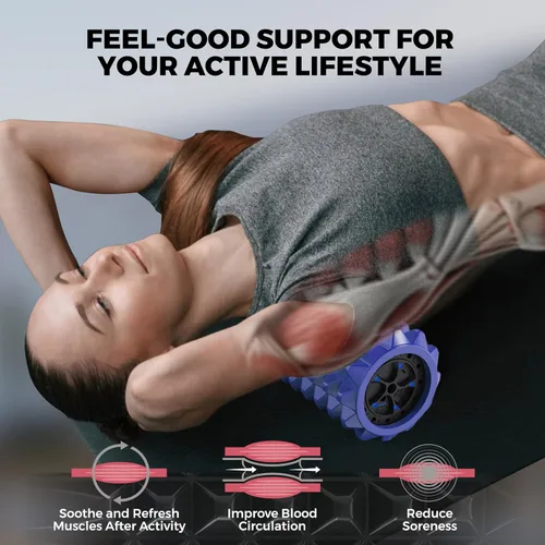 Vista 3 de Rodillo de espuma vibratoria, rodillo ergonómico de punto de activación para fitness, terapia corporal y recuperación muscular, por Nordic Lifting