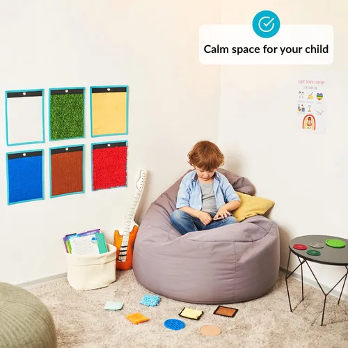 Vista 3 de ODOXIA Alfombrillas sensoriales para niños autistas Azulejos sensoriales para niños Mates, discos y bolsas de frijoles Panel de pared