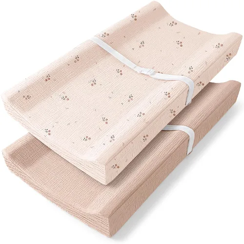 Vista 7 de Bearmoss Funda para cambiador de bebé, muselina [100% algodón], fundas de mesa de pañales, 32 x 16 pulgadas, suaves y transpirables