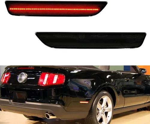 Vista 11 de Para Ford Mustang 2010, 2011, 2012, 2013, 2014 Luces de Marcador Lateral de Parachoques Delantero y Trasero, Luces LED Ámbar y Rojas, 4 piezas