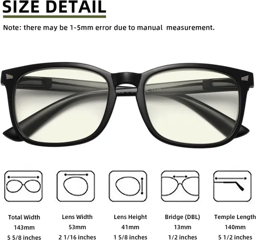 Vista 5 de Gafas de lectura cuadradas de gran tamaño con bloqueo de luz azul para mujeres y hombres