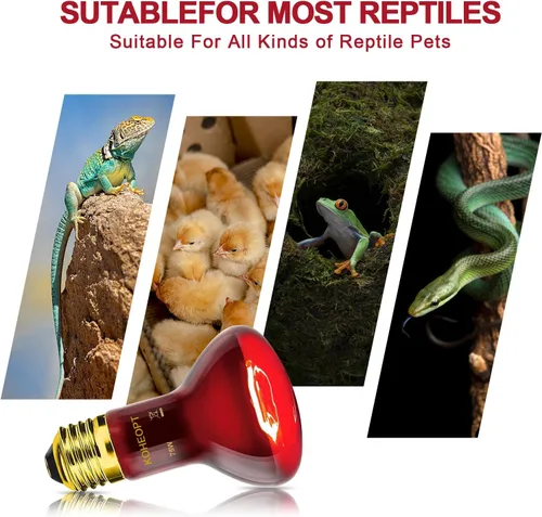 Vista 5 de 75W Reptile Heat Lamp Bulb, Infrared Heat Emitter Red Heat Lamp for Reptile Amphibian, Infrared Basking Spot Light Bulb,Red Heat Lamp for