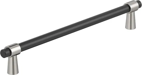 Vista 24 de Amerock BP37385FBG10 Mango de gabinete negro mate/níquel satinado Mango de gabinete de 3 pulgadas (76 mm) de centro a centro Mergence