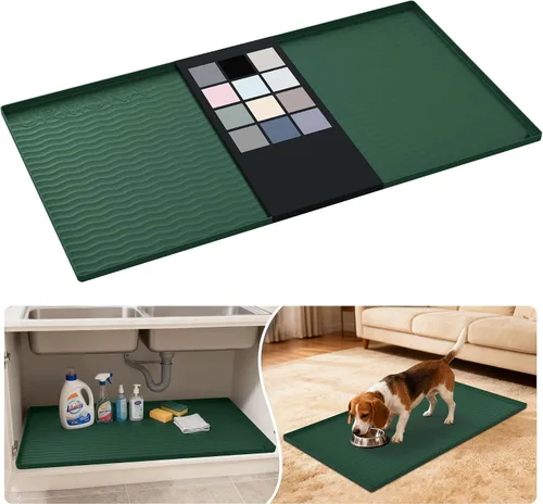 Vista 60 de URMONA - Tapete de silicona impermeable para debajo del fregadero, 16 x 10 Beige
