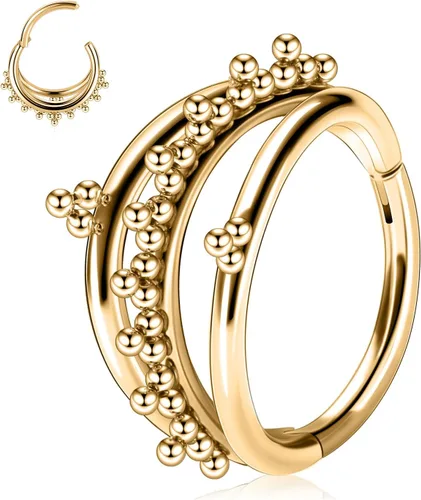 Vista 43 de Anillo Clicker de Acero Quirúrgico 316L para Tabique Nasal, Aro para Nariz, Aro Durmiente, Pendiente de Aro, Hélix, Rook, Conch, Cartílago, Daith