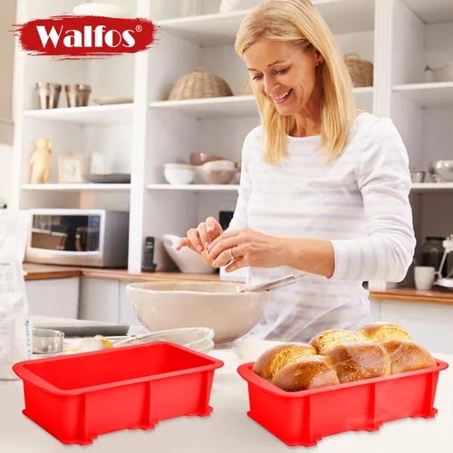 Vista 7 de Walfos Molde de silicona para pan, 9 x 5 pulgadas, antiadherentes, para hornear, juego de 2, perfecto para pan, pastel, pastel de carne, apto