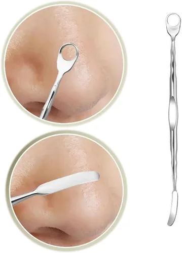 Vista 5 de Paquete de 3 herramientas de preparación de poros, herramientas para eliminar puntos negros, raspador facial de acero inoxidable, espátula