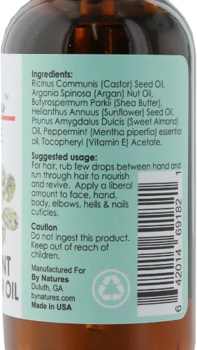 Vista 2 de By Natures - Aceites de ricino negro de menta 100% puros 2oz