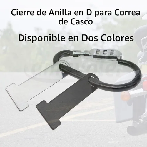 Vista 5 de Correa para casco de motocicleta con anillo en D de acero inoxidable, soporte de bloqueo universal para casco de motocicleta (negro 2 piezas)