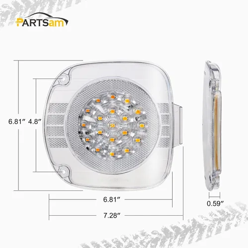 Vista 4 de Partsam Par de 19 luces LED ámbar de señal de giro delanteras, lámparas de esquina con lente transparente de repuesto para Freightliner Century