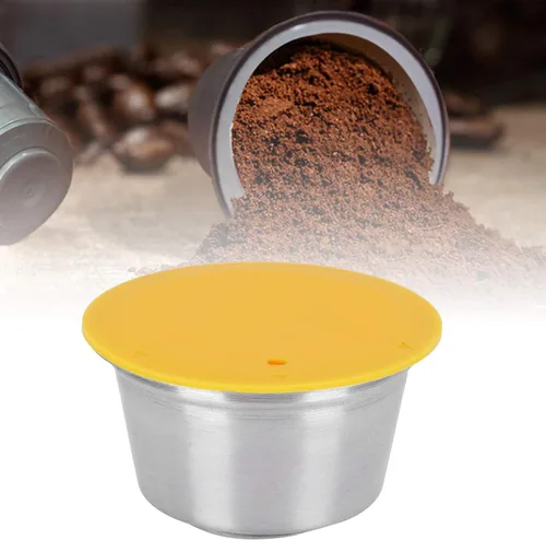 Vista 2 de Taza de café recargable, cápsulas de café reutilizables de acero inoxidable con tapa de silicona para cafetera Dolce Gusto, accesorio para máquina