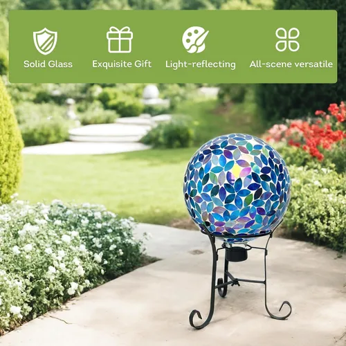 Vista 6 de Lily's Home Colorida bola de vidrio de mosaico, diseñada con un impresionante patrón de mosaico holográfico de pétalos para traer color a cualquier