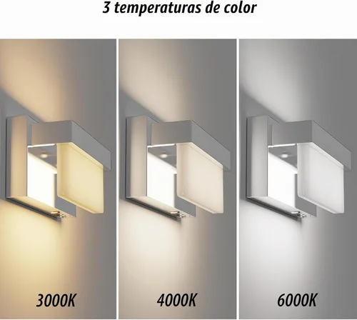 Vista 6 de Aplique de pared de batería cromado con interruptor de encendido/apagado, lámpara de pared LED de 8 pulgadas, pantalla acrílica, lámpara de pared