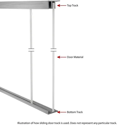 Vista 6 de Outwater Pista de puerta corredera de aluminio de 36 pulgadas para paneles de madera de 1/2 pulgadas, acabado de molino