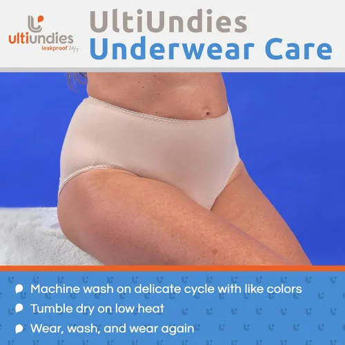 Vista 8 de Brief - Ropa interior modal para incontinencia para mujer, bragas reutilizables a prueba de fugas con absorción de luz, color piel
