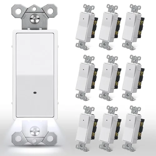 Vista 8 de CML interruptor de luz de pared basculante, de 3 vías, decorativo, acabado brillante, unipolar o de 3 vías, 15 A 120/277 V, garantía de 3 años
