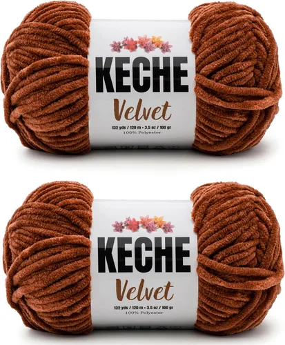 Vista 49 de Keche Hilo para ganchillo, hilo de terciopelo, chenilla suave, manta de bebé voluminosa amigurumi Yarn 3.53 oz (132 yardas) - Arona