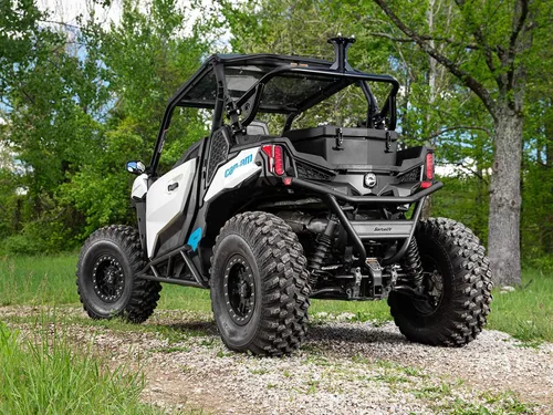 Vista 2 de SuperATV Parachoques trasero para Can-Am Maverick Trail 700/800/1000, tubo de acero de 1.75 pulgadas, revestimiento en polvo, sin obstrucción