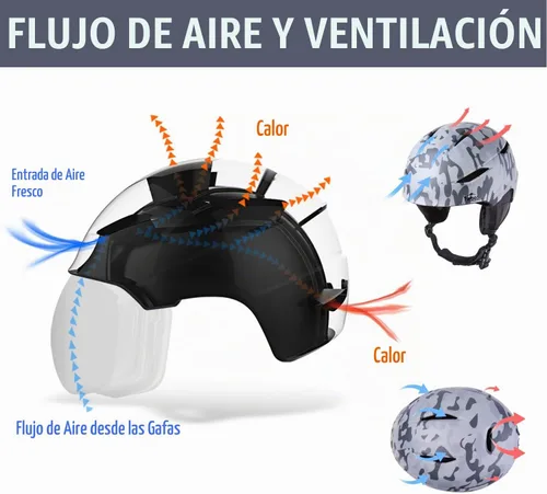 Vista 3 de Casco de esquí - Compatible con audio y ligero, estándar ASTM para hombres, mujeres y jóvenes Camuflaje