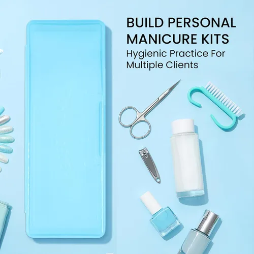 Vista 5 de Beauticom Caja personal de almacenamiento para manicurista profesional uñas pedicura (tamaño grande) (1 unidad, azul)