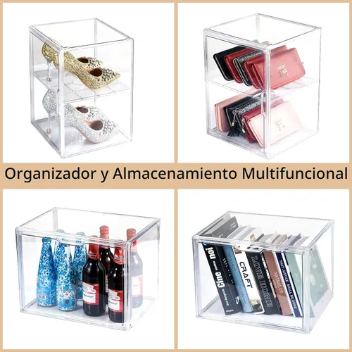 Vista 6 de starogegc Paquete de 2 organizadores de maquillaje, organizador de baño acrílico de gran capacidad, cubos organizadores de cosméticos transparentes