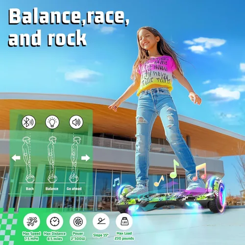 Vista 2 de SISIGAD Scooter Seat Attachment, 6.5'' Self Balancing Scooters Go Kart with Bluetooth and LED Lights