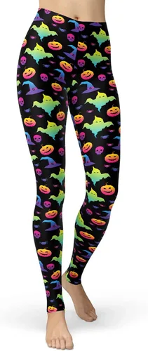 Vista 46 de sissycos - Leggings para mujer de los años 80 con estampado neón salpicado artístico, suaves como la seda y elásticas Splash abstracto