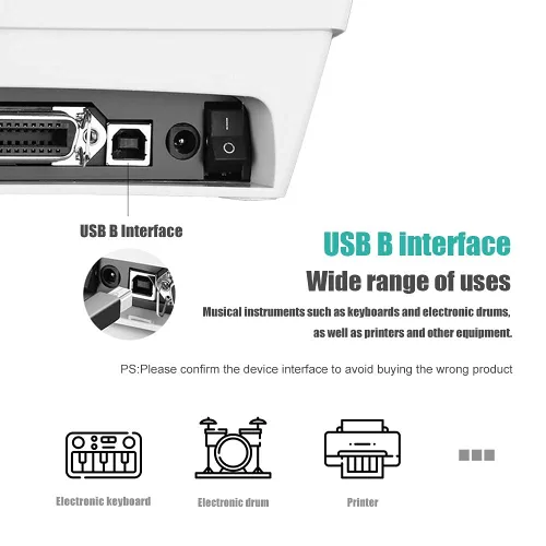 Vista 2 de Ancable Cable controlador MIDI USB B de 3 pies para interfaz de audio, piano, teclado, mezclador, altavoz, instrumento, micrófono, cable USB A a B