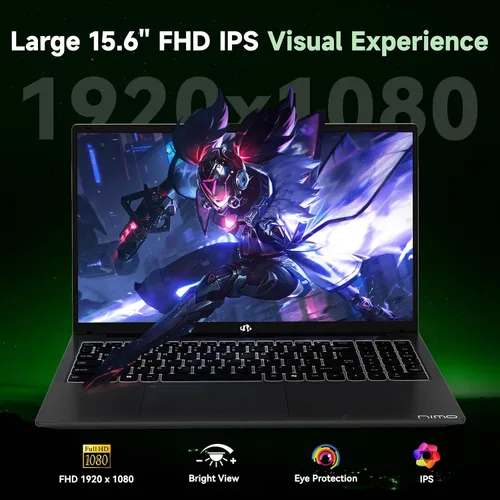 Vista 6 de NIMO Portátil ligero para juegos, pantalla FHD IPS de 15.6 pulgadas, AMD R7 7735HS (hasta 4.75 GHz, Beat i7-12650H) computadora con 16 GB DDR5 RAM