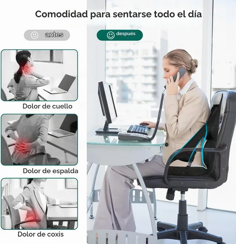 Vista 3 de Almohada de Apoyo Lumbar de Espuma Viscoelástica, Cojín para Asiento de Coche, Cojín para Silla de Oficina, Almohada de Asiento de Una Pieza, Mejora