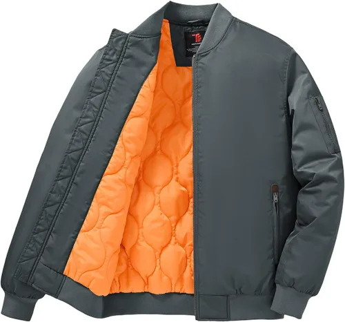 Vista 11 de TBMPOY Men's Winter Bomber Jacket Warm Fall Casual Flight Windbreaker Padded Coats Full Zip Stylish Varsity