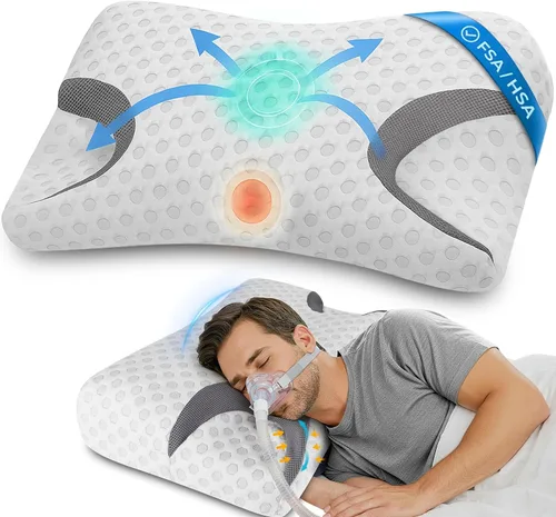 Vista 9 de IKSTAR HSA/FSA - Almohada de enfriamiento CPAP para personas que duermen de lado, almohada de apnea del sueño para usuarios de CPAP, reduce