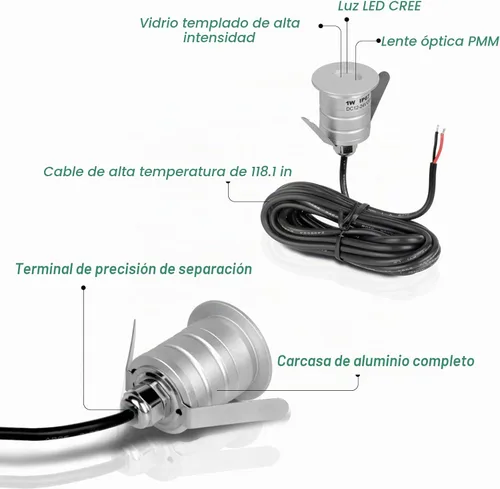 Vista 5 de Luz LED empotrable para escalones de cubierta de 3000 K, luces impermeables