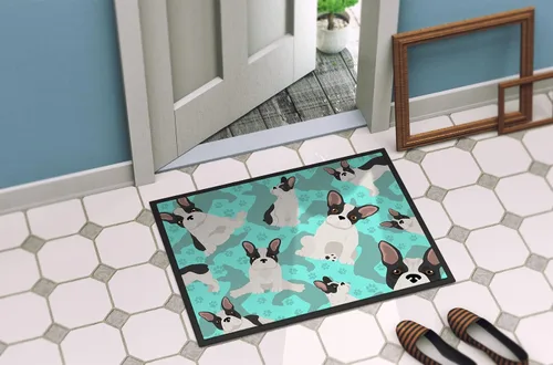 Vista 4 de Caroline's Treasures Alfombrilla de Bulldog Francés Blanco y Negro para Interior o Exterior 24x36
