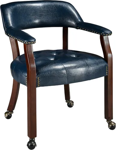 Vista 25 de LEEMTORIG Sillas de comedor grandes con ruedas y brazos, sillas de comedor con ruedas rodantes, sillas de escritorio de oficina de madera maciza, 26
