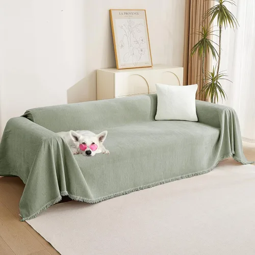 Vista 25 de MYSKY HOME - Funda extragrande para sillón de 1 cojín, lavable, protector de sofá con borlas, para mascotas y niños, 71 x 91 pulgadas, color beige