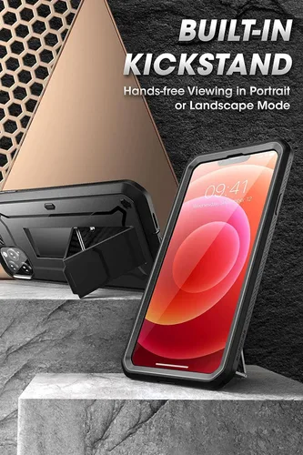 Vista 4 de SUPCASE Funda para iPhone 13 Pro Max con protector de pantalla (Unicorn Beetle Pro), [soporte integrado y clip para cinturón] Funda protectora