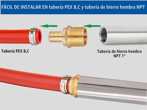Vista 4 de WHK Paquete de 6 adaptadores PEX-B macho NPT (MNPT) de 1 pulgada x 1 pulgada