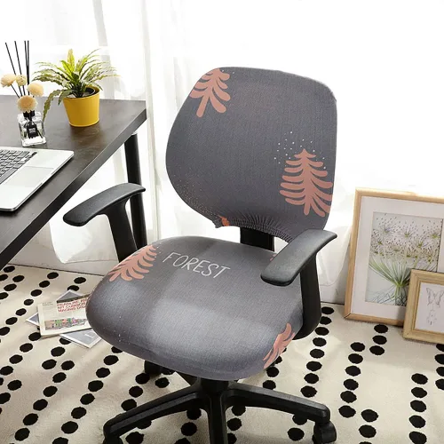 Vista 11 de LINGXIYA Funda de asiento elástica dividida, fundas para silla de computadora de oficina, funda de silla giratoria impresa, fundas protectoras B