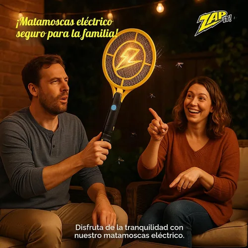 Vista 6 de ZAP IT! Raqueta matamoscas eléctrica, matamoscas de alta potencia de 4.000 voltios para interiores, recargable por USB, para uso en interiores