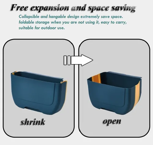 Vista 3 de Mini cubo de basura plegable colgante para puerta de armario de cocina, pequeño cubo de basura plegable debajo del fregadero, cubo de basura