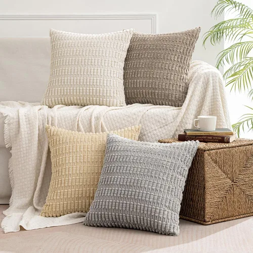 Vista 18 de MIULEE Paquete de 4 fundas de almohada decorativas neutras de 16 x 16 pulgadas para sofá, sala de estar, cama, estilo rústico, granja, bohemio