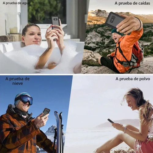 Vista 6 de Lanhiem Funda para Samsung Galaxy S8, IP68 impermeable a prueba de polvo con protector de pantalla integrado, resistente a prueba de golpes