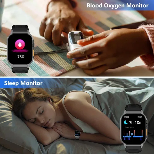Vista 3 de Reloj inteligente para hombres y mujeres (marcado/respuesta de llamadas), rastreador de actividad con monitor de frecuencia cardíaca/sueño, 100