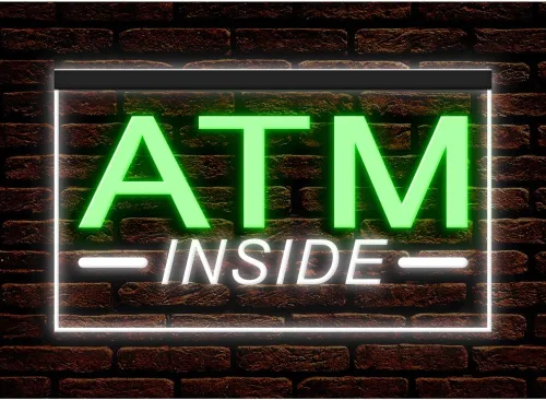 Vista 17 de 120049 ATM Inside 24 Hour Deposit Check Banking Display LED Light Letrero de neón (12 x 8 pulgadas, 16 colores por control remoto)