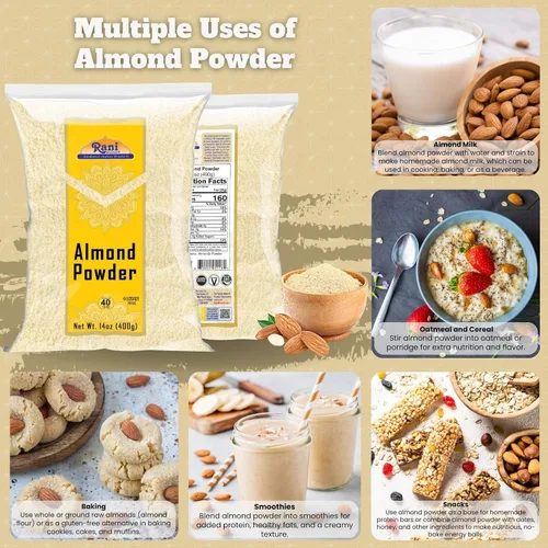Vista 3 de Almendras en polvo Rani 14oz (400g) ~ Todo natural Apto para gluten Sin OMG Kosher Vegano Producto de Estados Unidos