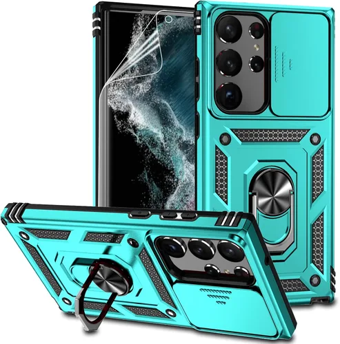Vista 11 de Funda para Samsung Galaxy S23 Ultra con funda para cámara deslizante, protector de pantalla HD [prueba de caídas de grado militar] Funda protectora