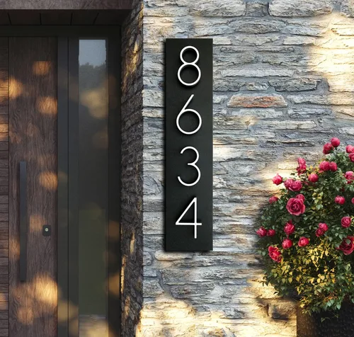 Vista 2 de Números de casa Número de dirección disponible en modo vertical y horizontal Número de dirección Placa de dirección de la casa Regalo