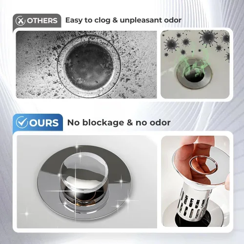 Vista 5 de Colador de drenaje 3 en 1 para fregadero de baño, colador de drenaje de fregadero de cocina con atrapador de pelo, filtro de drenaje de piso