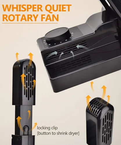 Vista 4 de Secador y Calentador Eléctrico Portátil para Zapatos y Botas con Temporizador, Calentador y Ventilador de Alta Salida, Plegable y con Estante